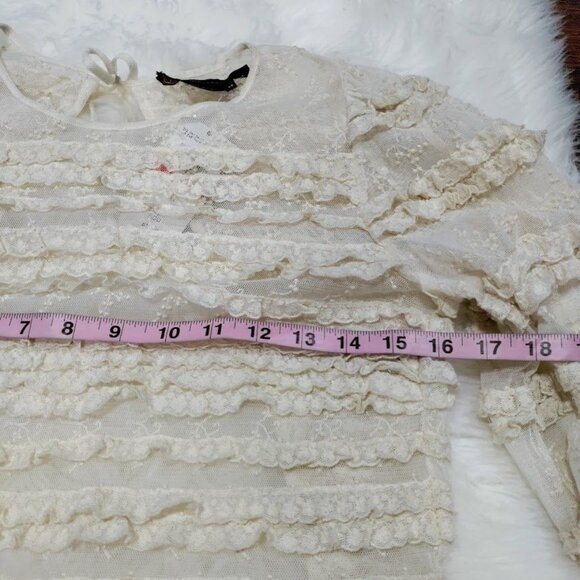 NWT BCBGMaxazria Gypsie Peasant Whimsy Goth Ruffle Tiered Prairie Top Ivory XS - Picture 13 of 13
